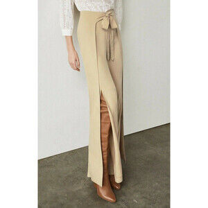 BCBGMAXAZRIA Women's Jacklin Tie Front Pants In Pale Khaki Combo Size XS $399